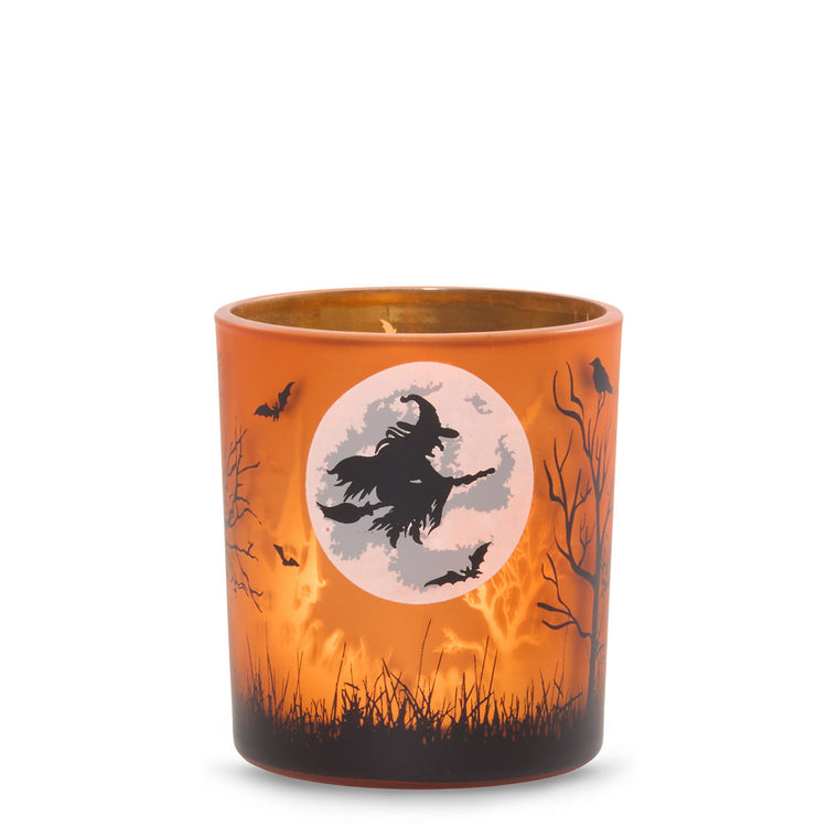 Orange Witch's Moon Tea Light Candle Holder P3