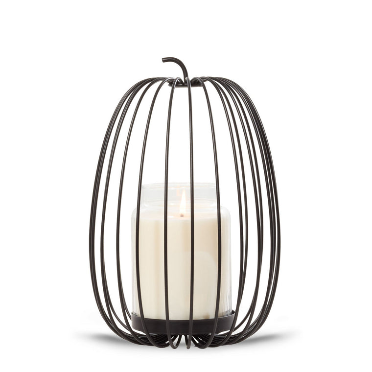 Caged Pumpkin Jar Candle Holder D2
