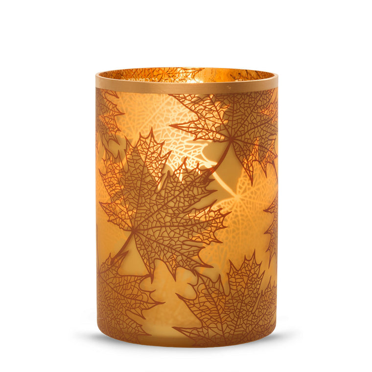 Crackle Leaves Jar Candle Holder C3